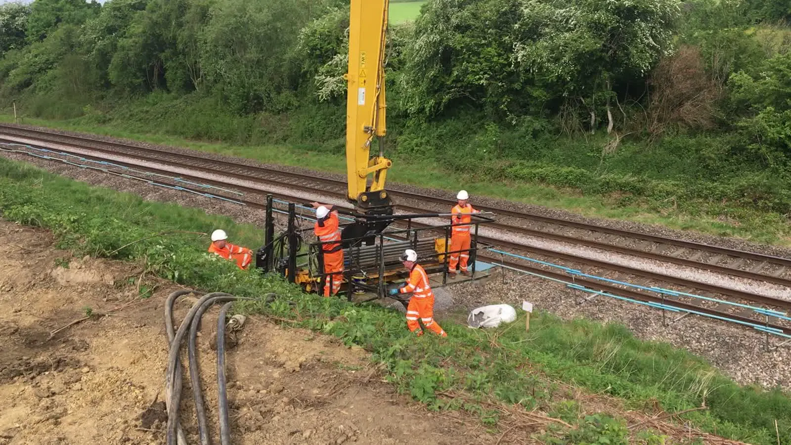 Site still showing embankment stabilisation working area