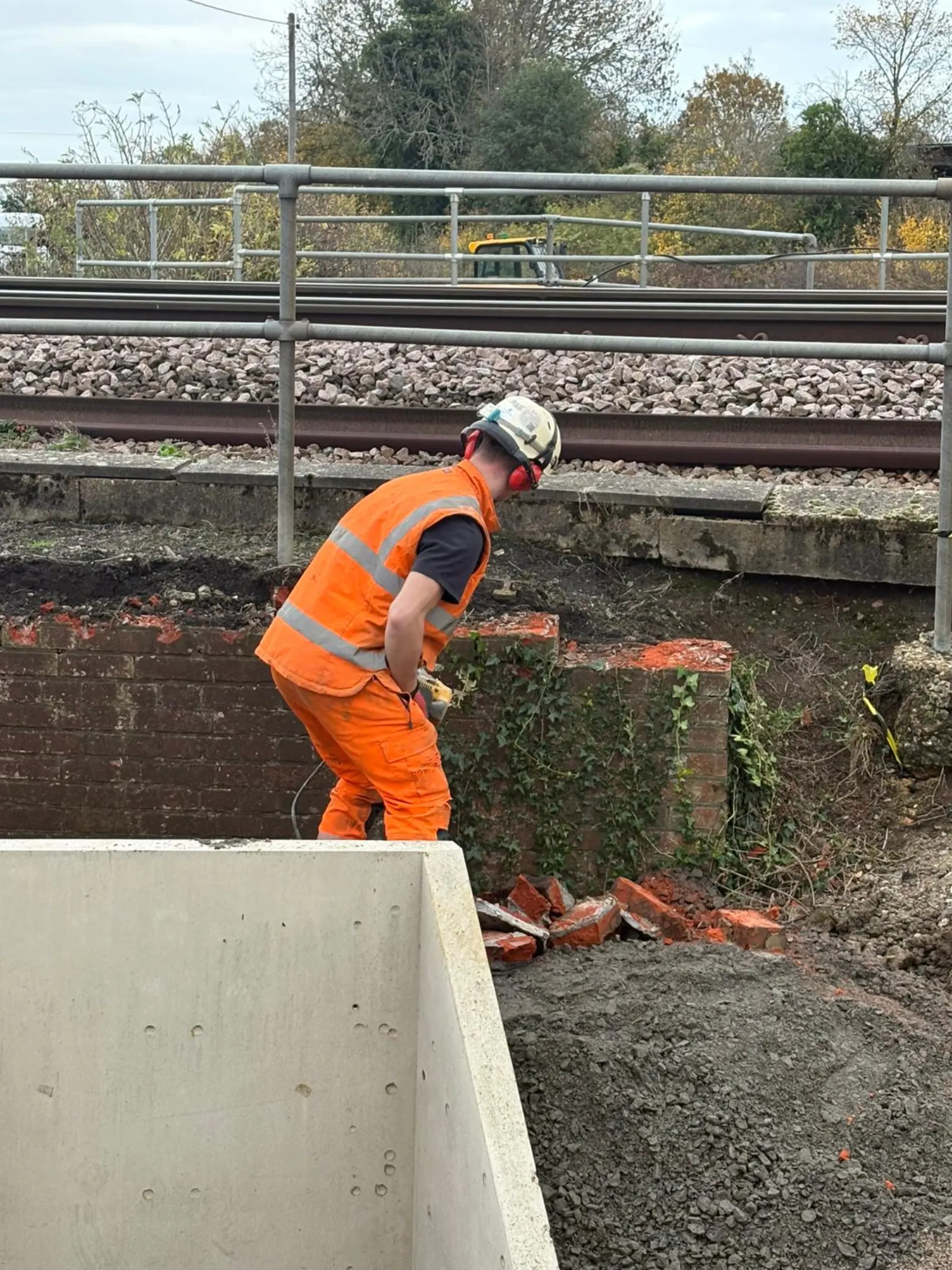 Precast concrete headwall installation works
