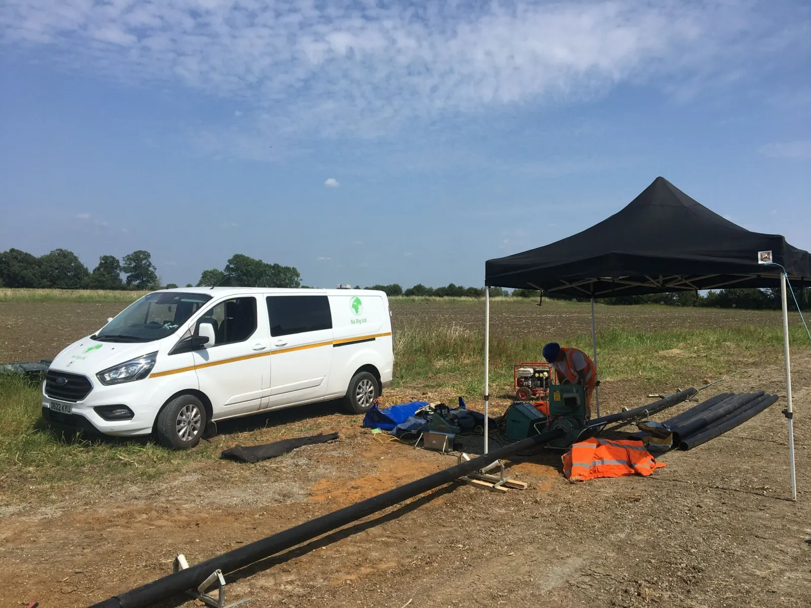 Butt fusion welding equipment joining HDPE pipe on site