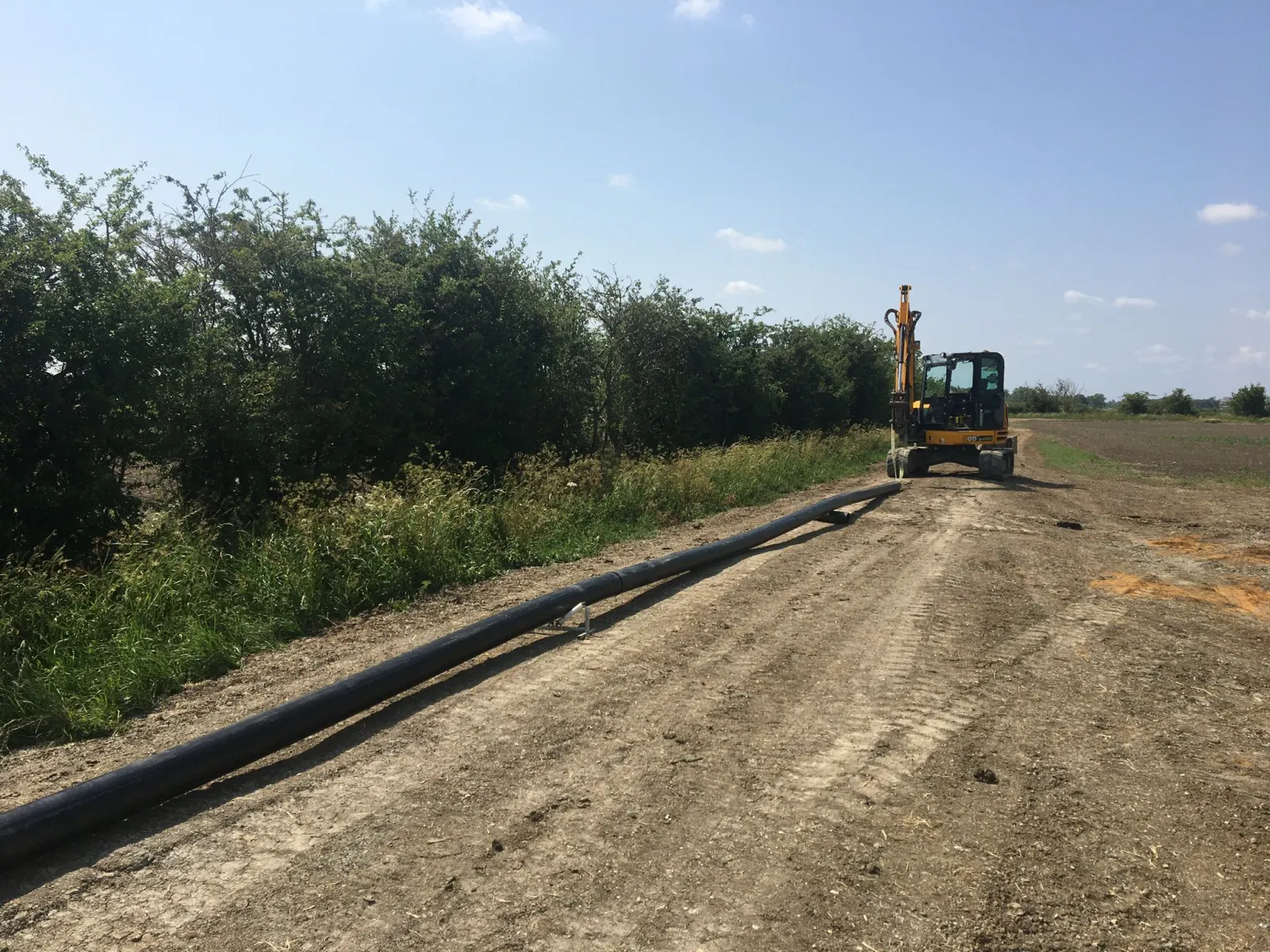 HDPE pipework prepared for butt fusion works