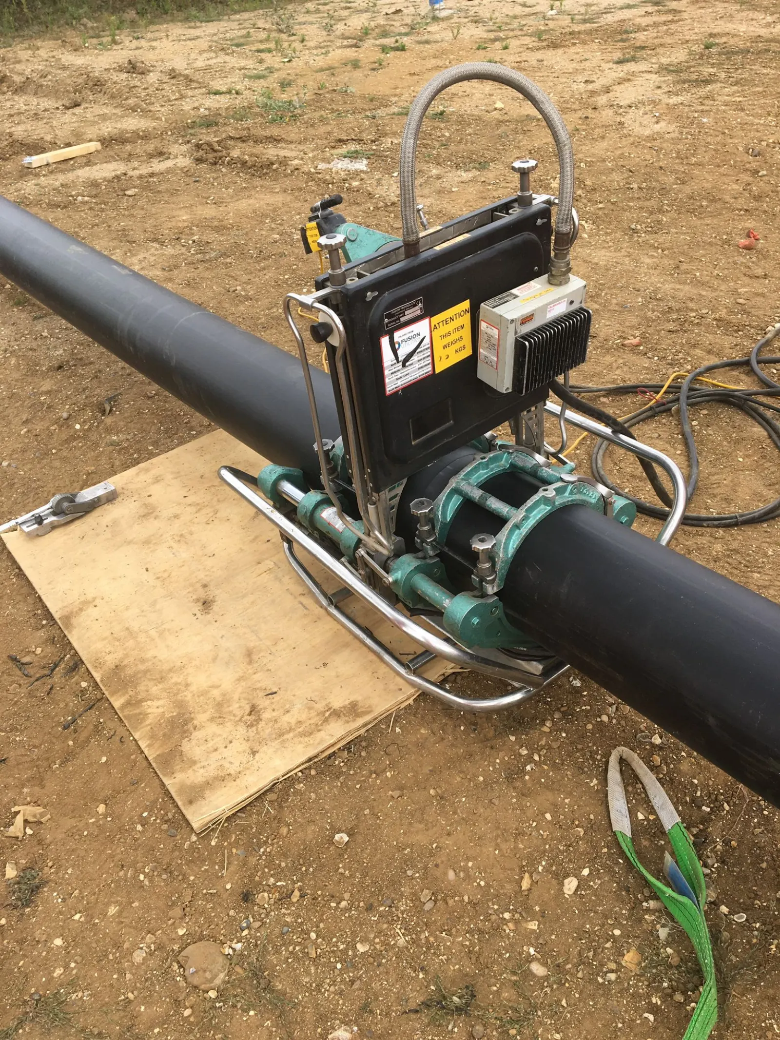 HDPE pipe jointing works during Colchester butt fusion project