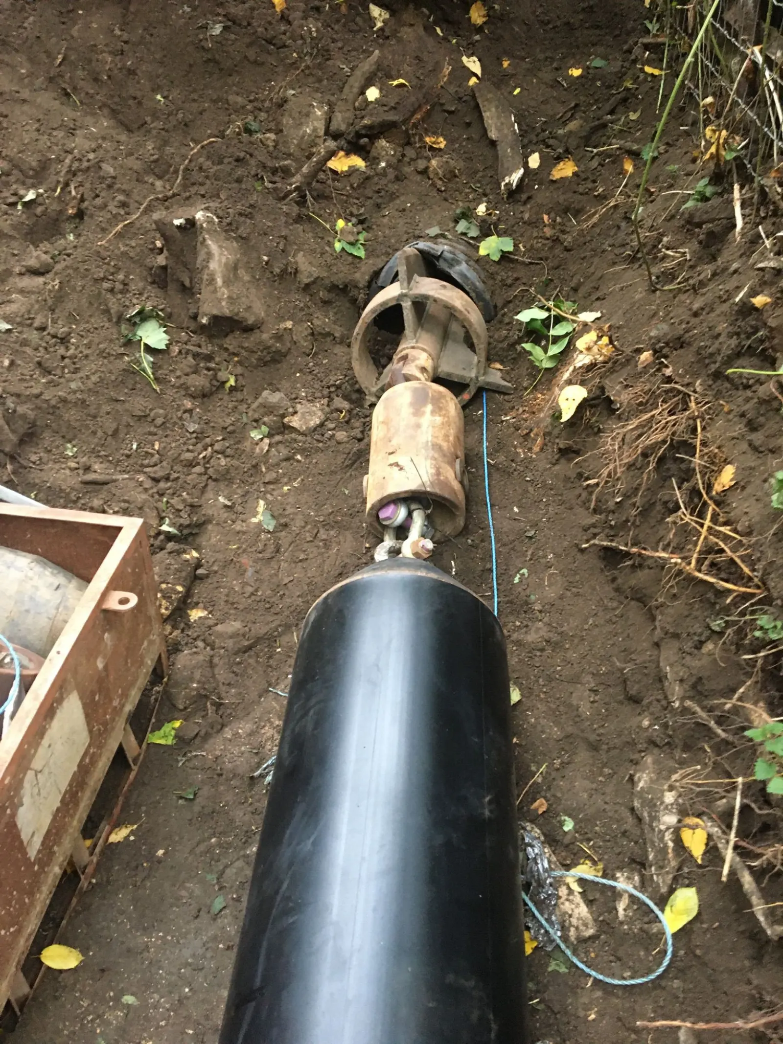 Pipe bursting installation activity with replacement pipework